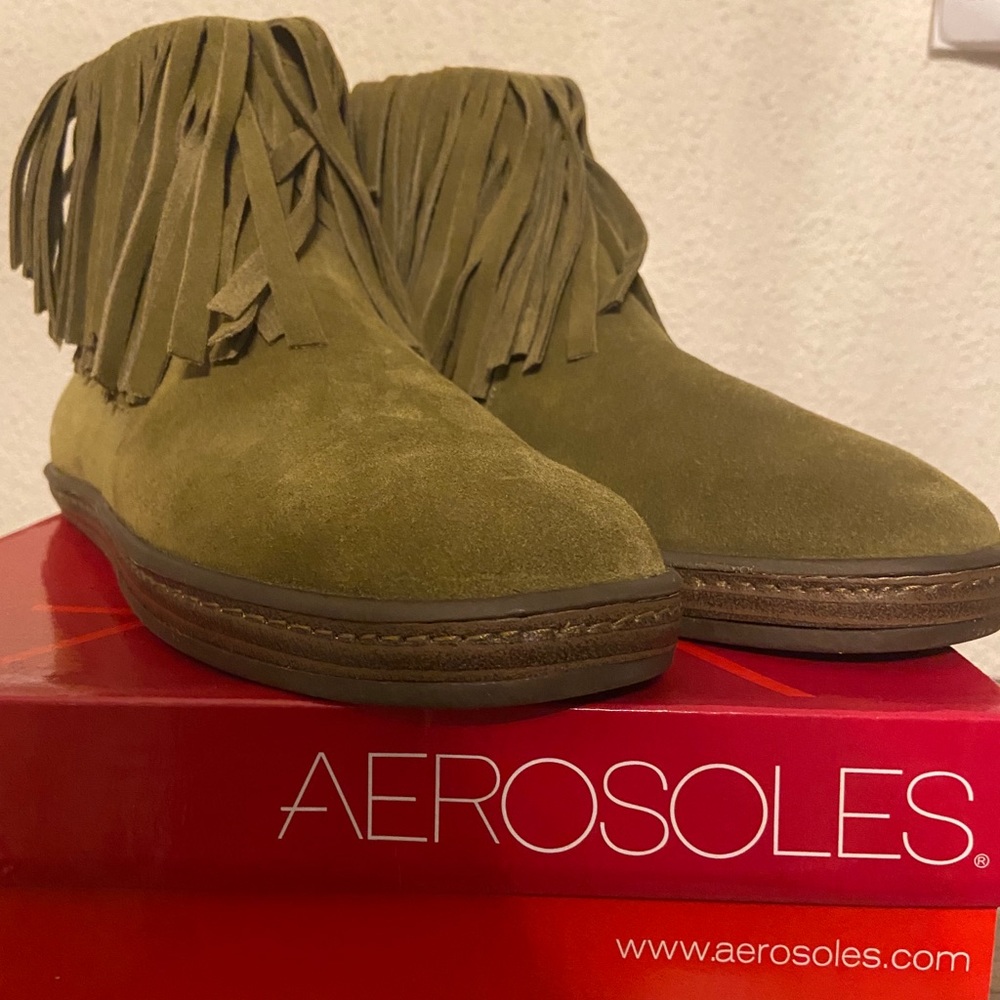 Aerosoles green suede fringe boots sizes 10 & 7